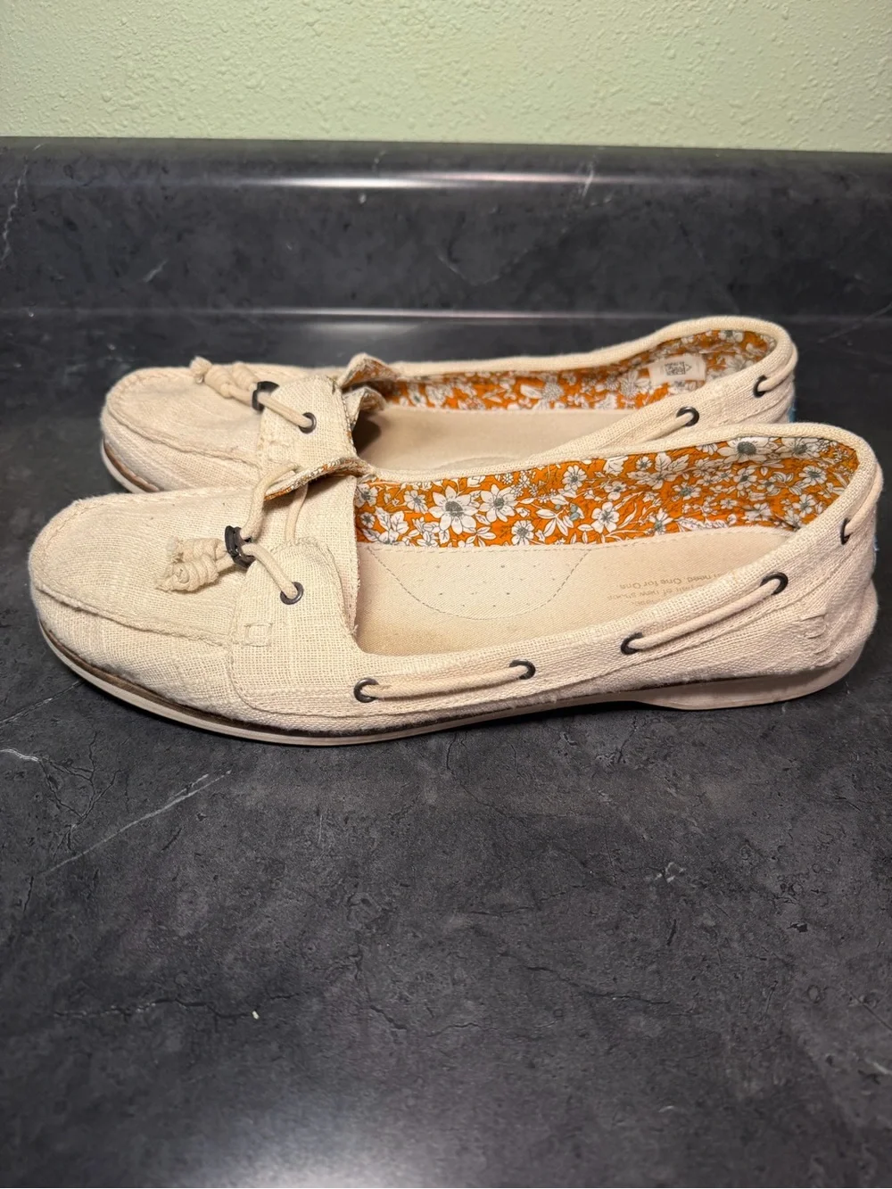 Toms Women's Light Beige Canvas Tassel Loafers